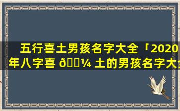 五行喜土男孩名字大全「2020年八字喜 🐼 土的男孩名字大全」